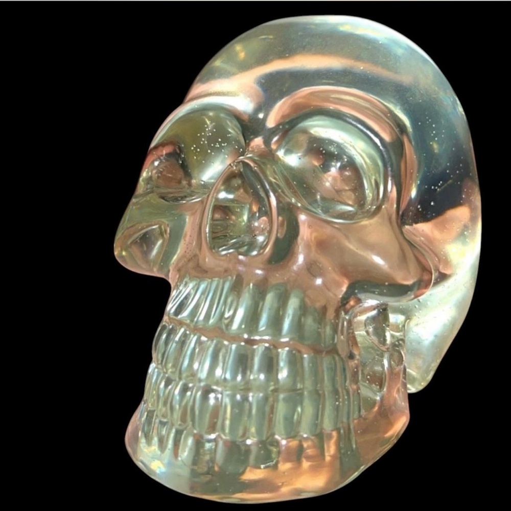 Translucent Skull Art Piece Handmade Spooky Whimsical Halloween Tabletop Decor